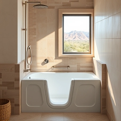 Completed walk-in tub installation in Sonoran Foothills AZ showcasing elegant design, modern fixtures, and serene atmosphere.