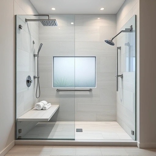 Barrier-free shower installation in Phoenix showcasing modern design, spacious layout, and polished chrome fixtures.
