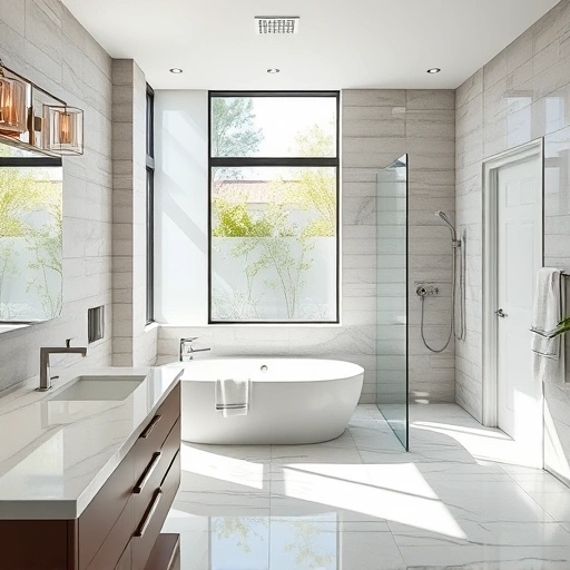 Spacious bathroom remodeling in Camelback East Village with modern fixtures, marble countertops, and elegant design.