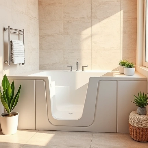 Completed walk-in tub installation in Litchfield Park AZ featuring sleek design, elegant tile, and serene ambiance.