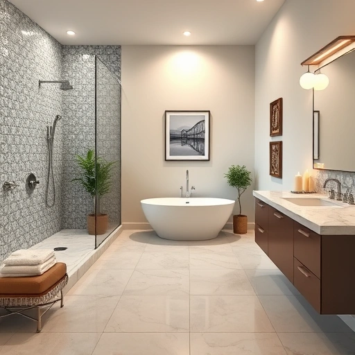 Completed bathroom remodel in Happy Valley AZ featuring modern design, elegant fixtures, and serene ambiance.