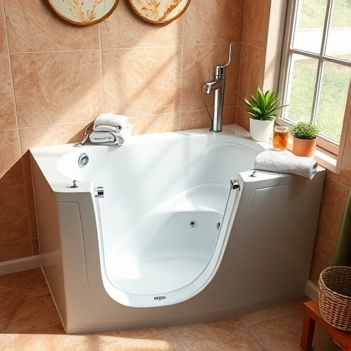 Elegant walk-in tub installation in Carefree AZ with tiled walls, natural light, and luxurious decor.