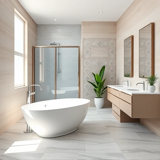 Luxurious bathroom remodel in Mesa AZ featuring elegant fixtures, freestanding tub, walk-in shower, and stylish vanity.