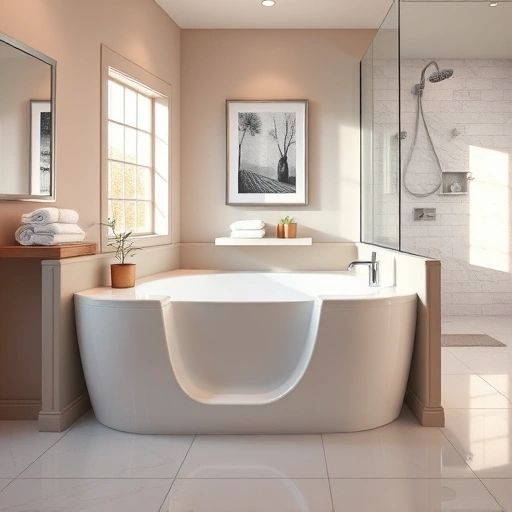 Modern bathroom with a sleek walk-in tub installation in Anthem AZ, featuring chrome fixtures and natural light.