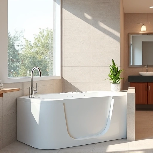Walk-In Tub Installation in Ahwatukee Foothills featuring modern design, elegant tiles, and natural light.
