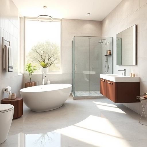 Modern bathroom remodel in Desert Ridge AZ featuring a soaking tub, glass shower, double sinks, and elegant decor.