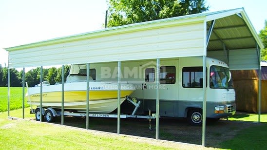 Steel RV carport with vertical roof