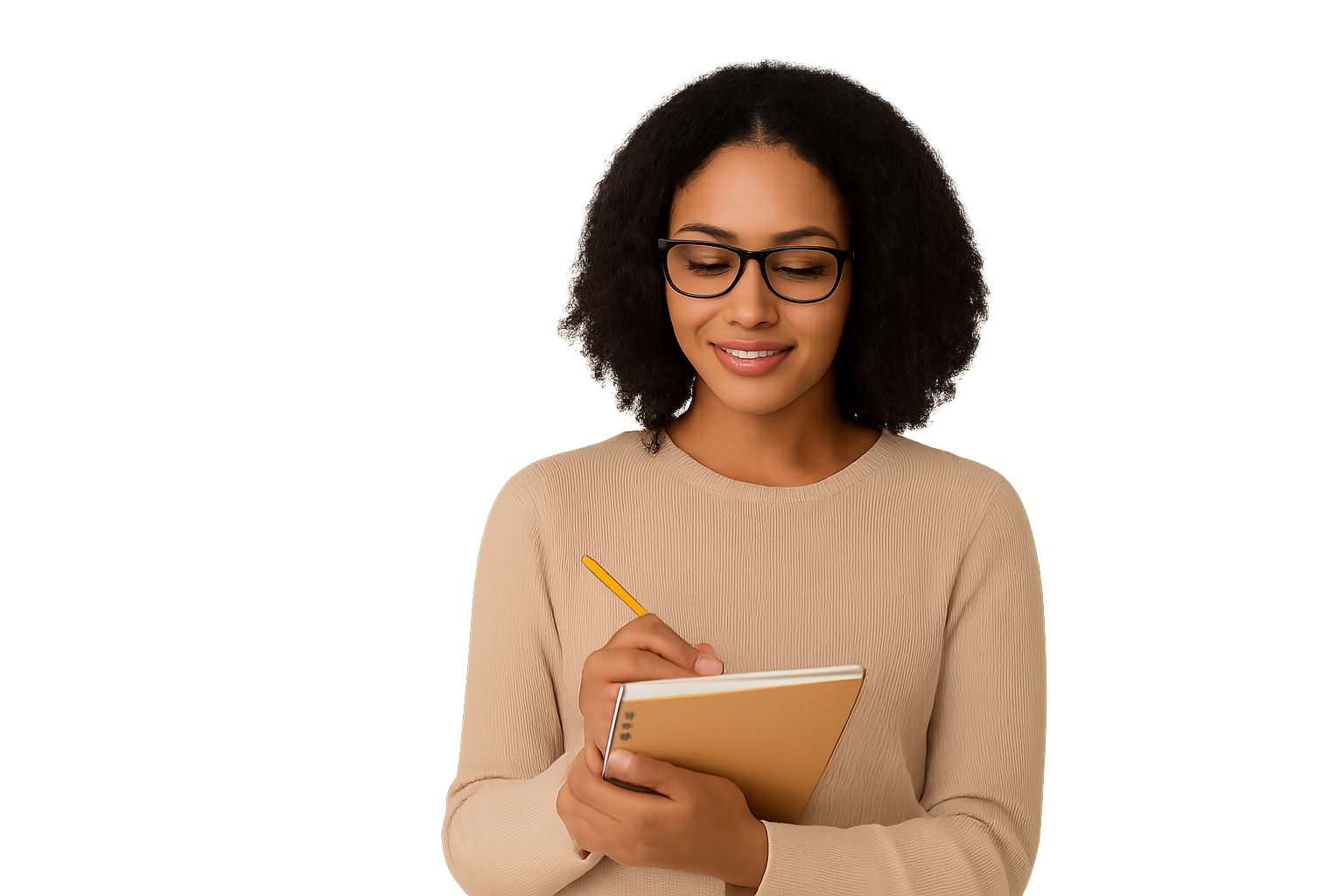 Aspiring author writing in notebook