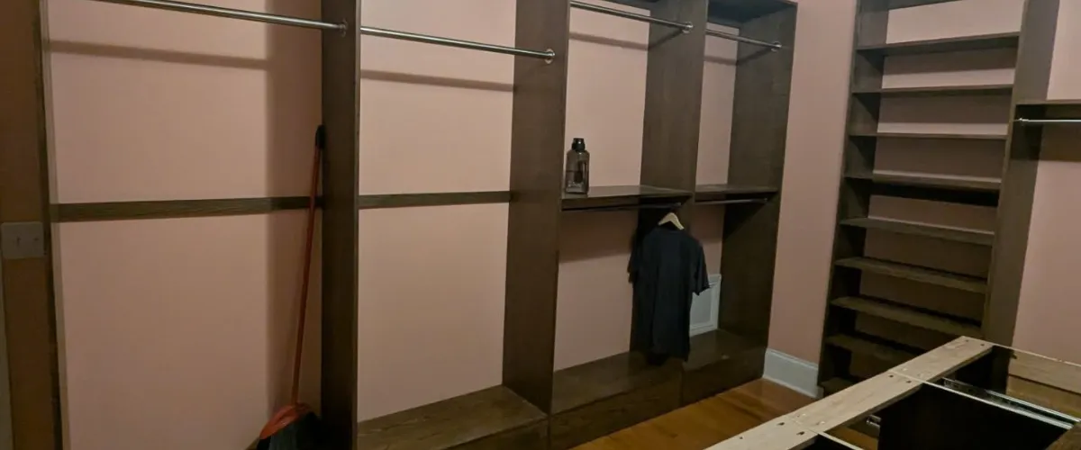 McMillan bedroom design. Walk in closet made by McMillan's Crafts