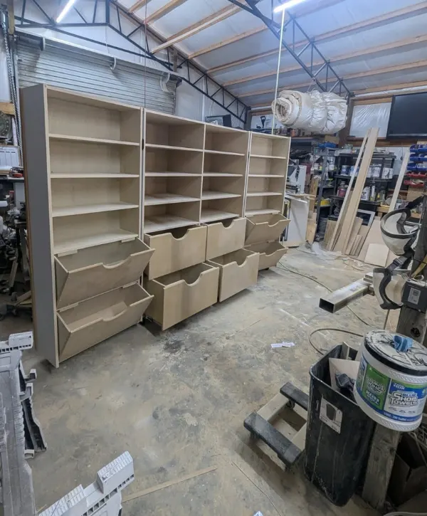 Custom kitchen cabinet drawers and storage compartments