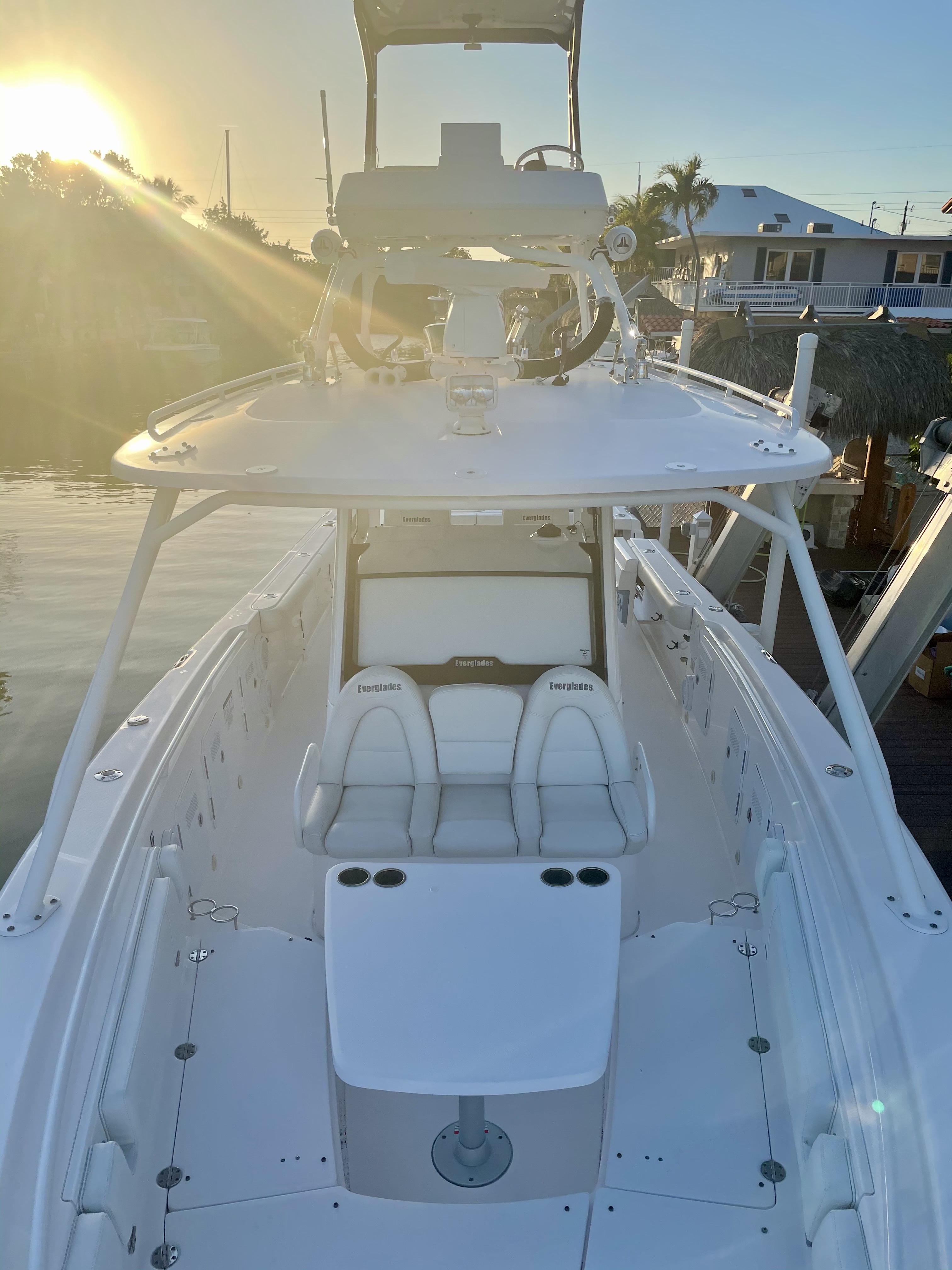 Keys Detailing technician performing professional mobile boat detailing in the Florida Keys