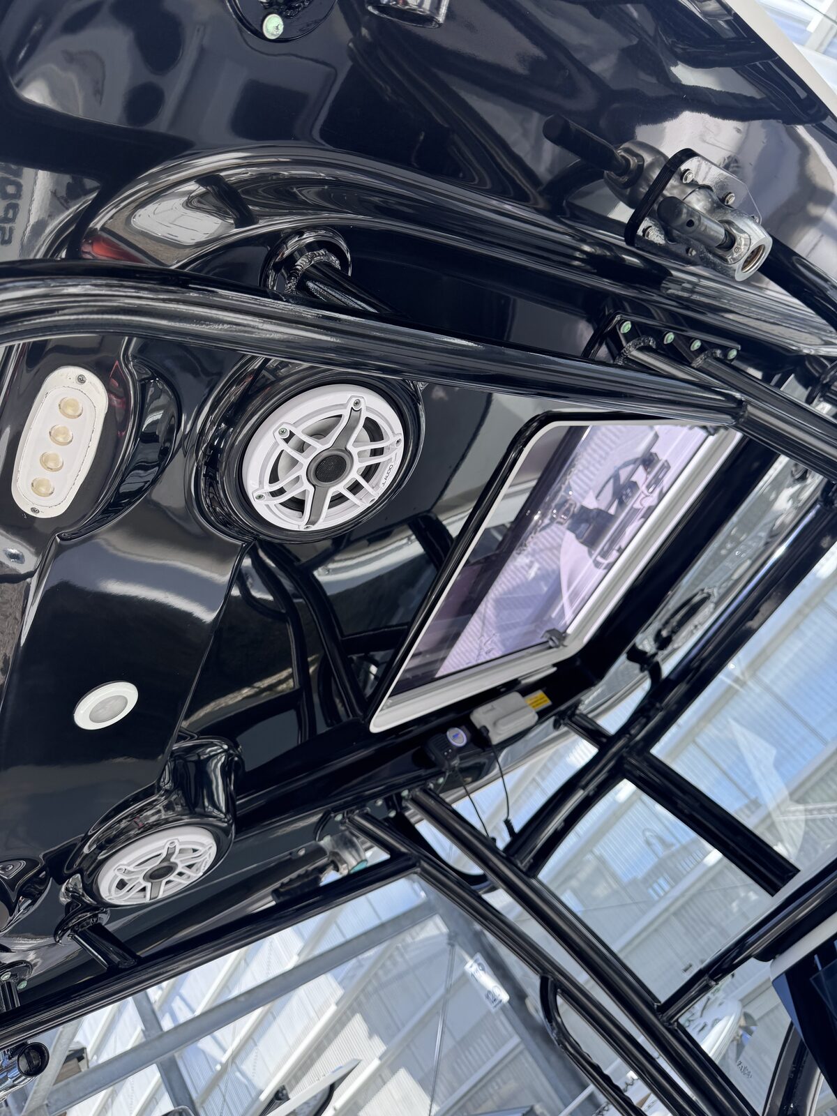 Mobile boat detailing Florida Keys — ceramic coated t-top with mirror finish