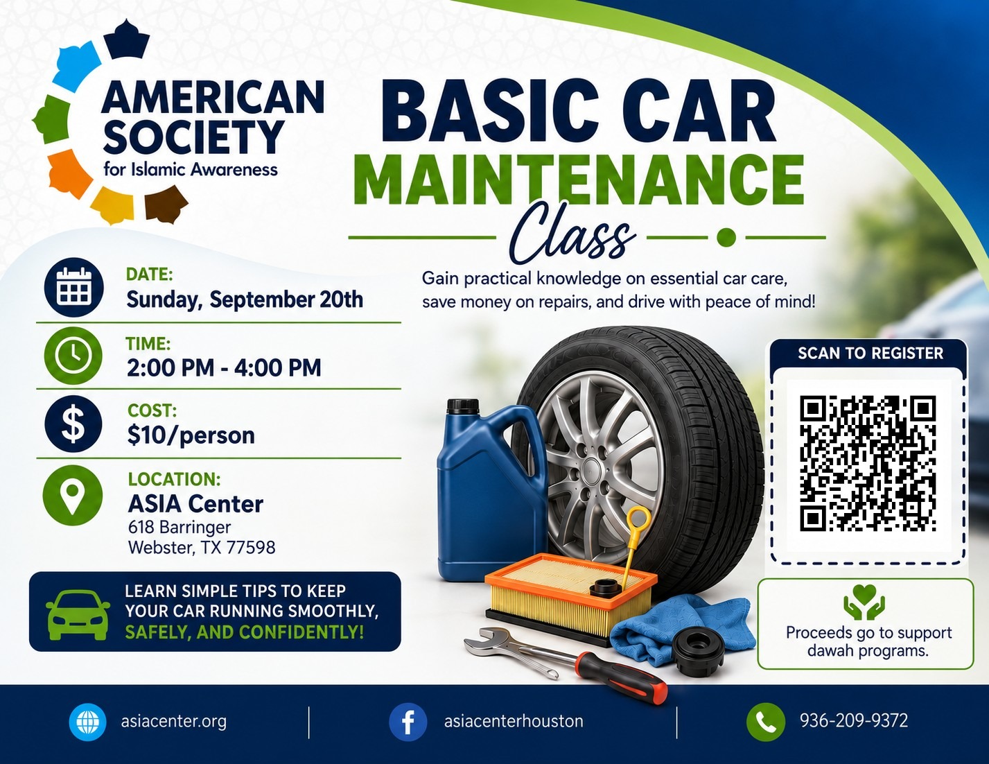 ASIA Center Car Maintenance Class announcement