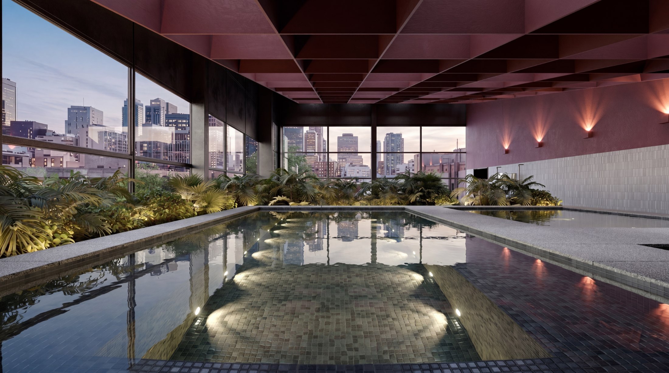 The mineral pool, looking out over the Melbourne skyline