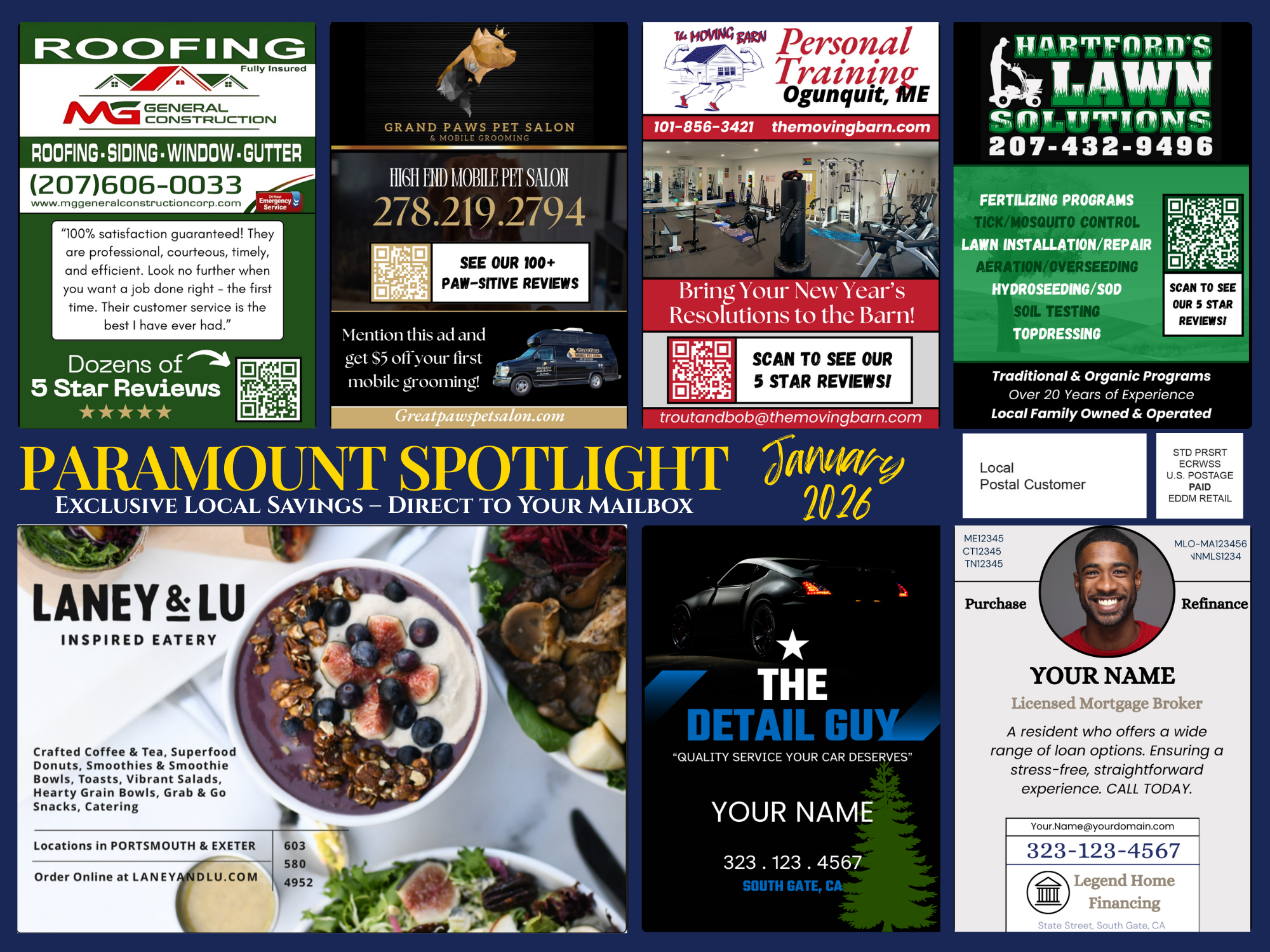 Paramount Spotlight postcard for local businesses