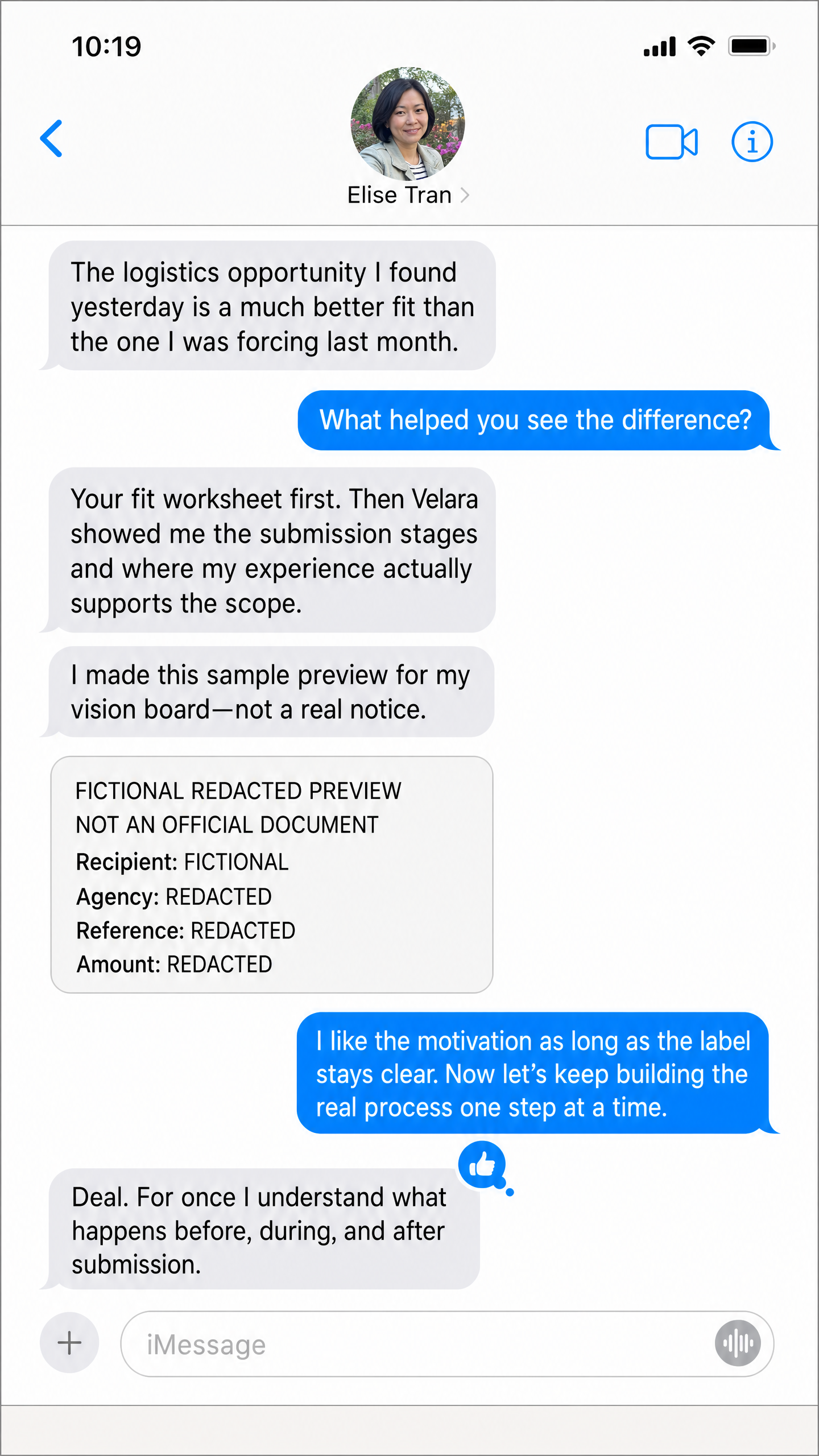 Velara member conversation screenshot