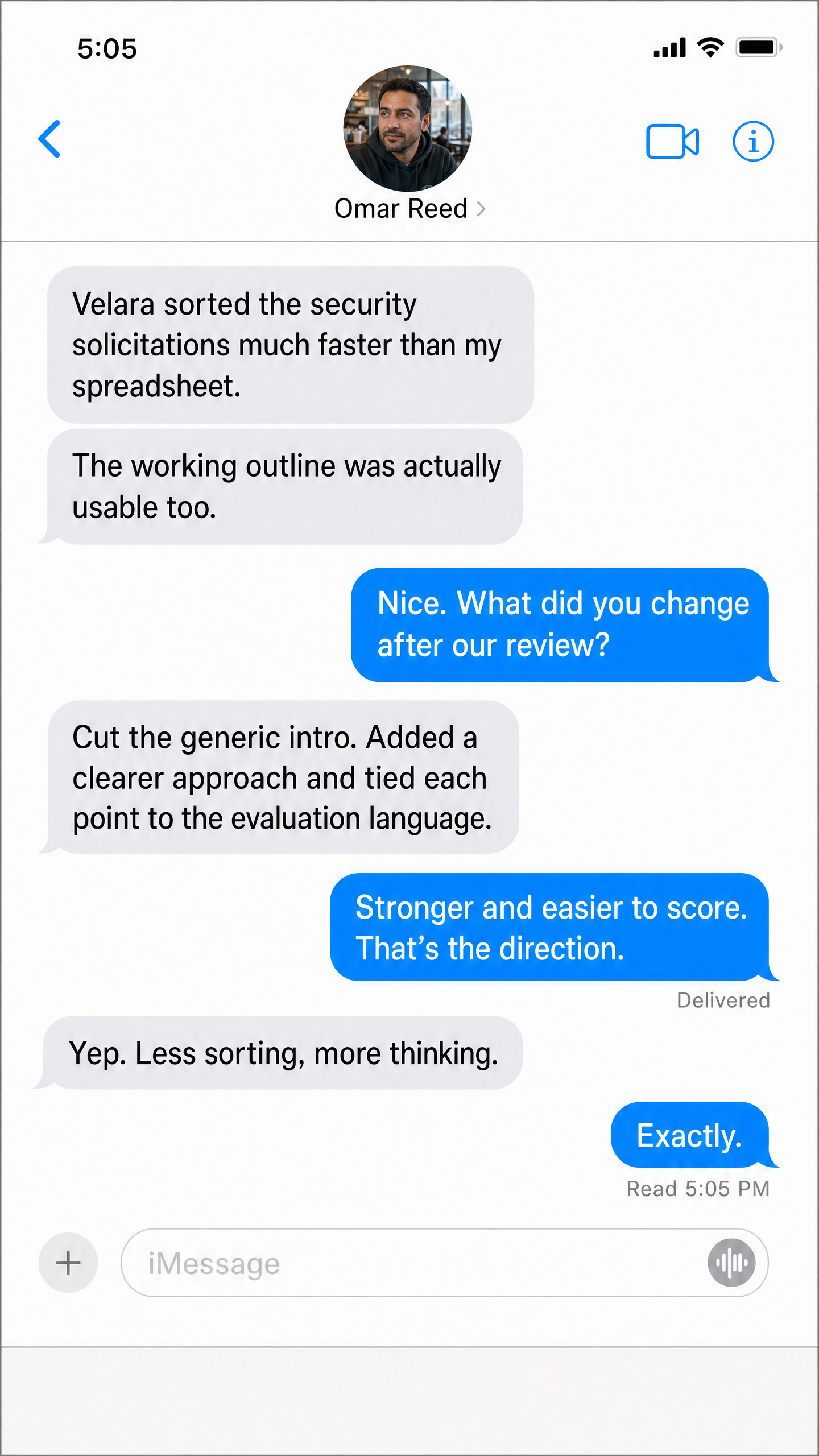 Velara member conversation screenshot