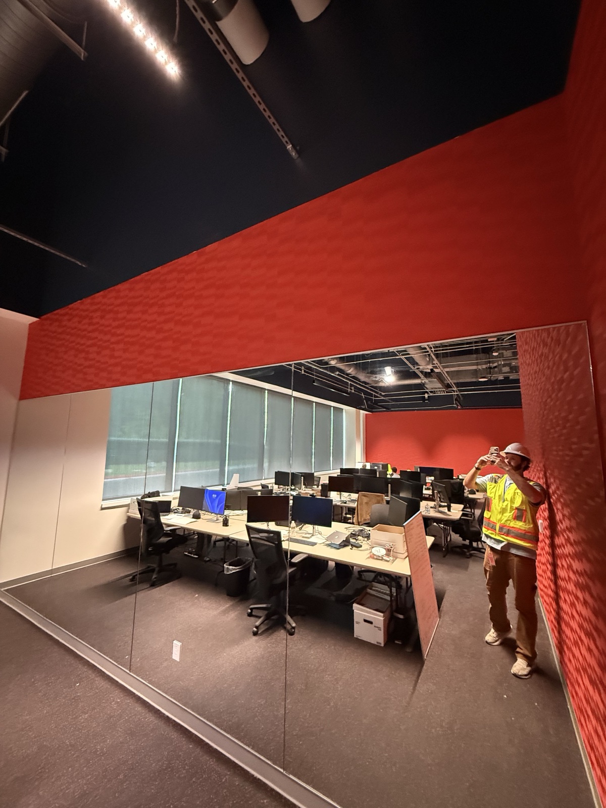 Commercial wallcovering installation in a corporate office