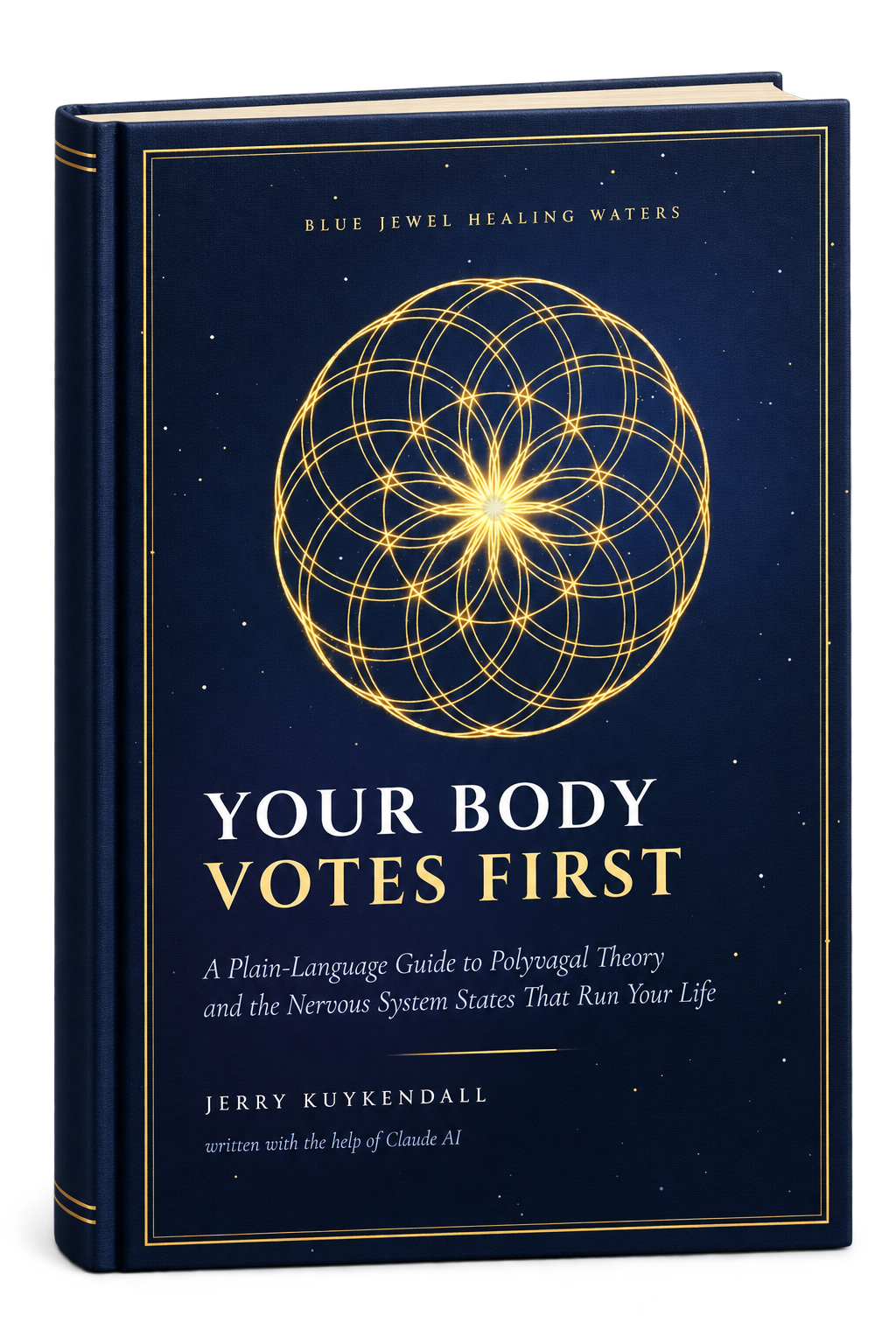 Navy and gold hardback-style cover artwork for Your Body Votes First, a free digital PDF guide