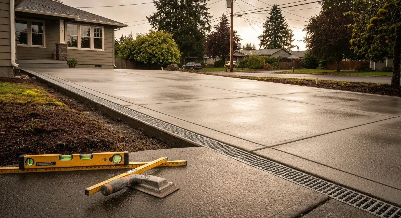 Concrete driveway with finished edges