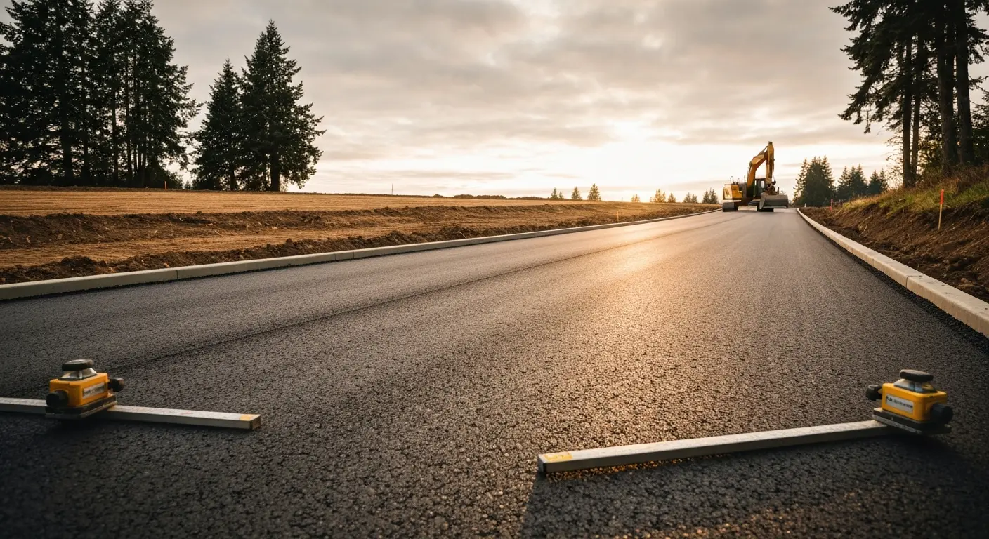 Asphalt access road and site preparation