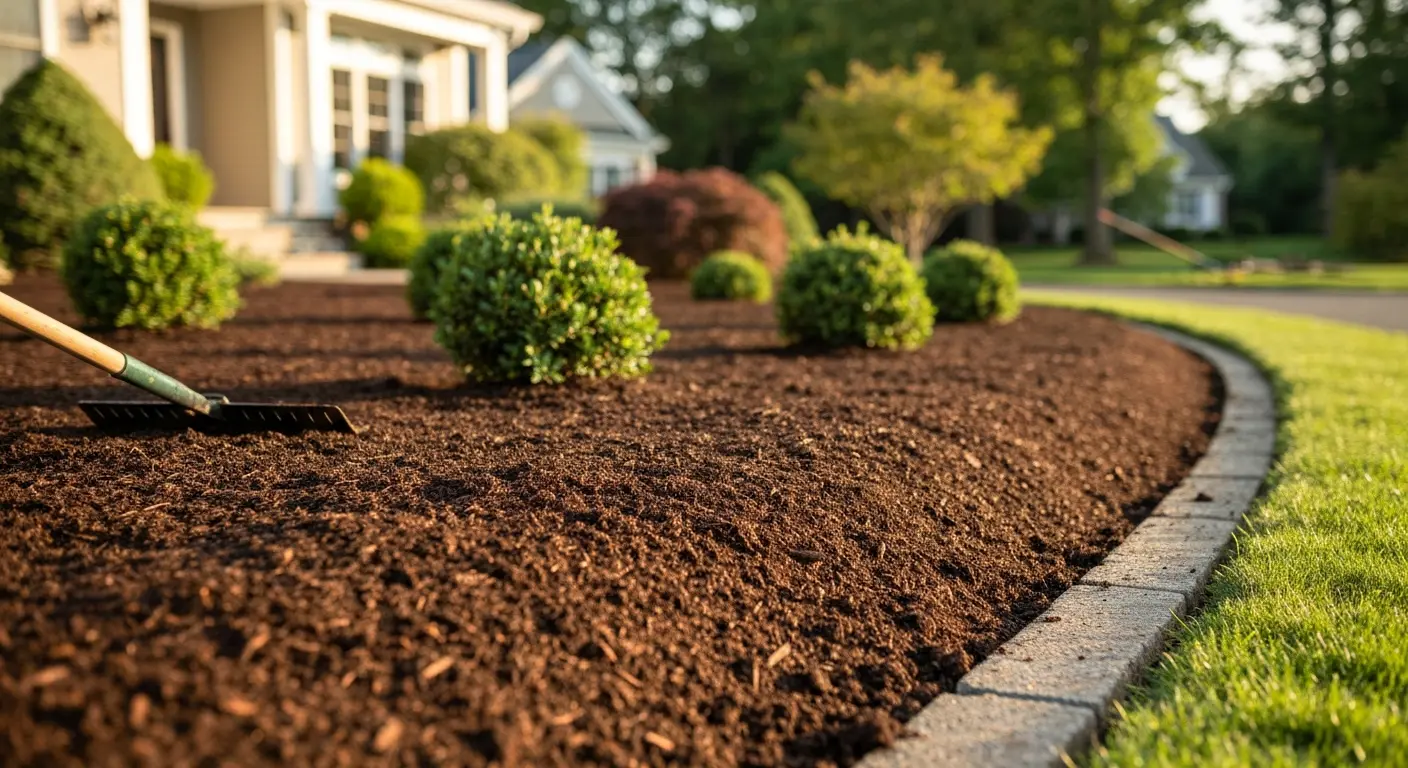 Fresh mulch installed in landscape beds