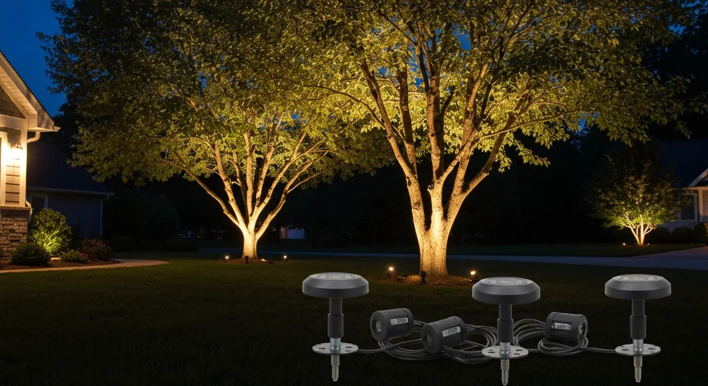 Tree uplighting installation