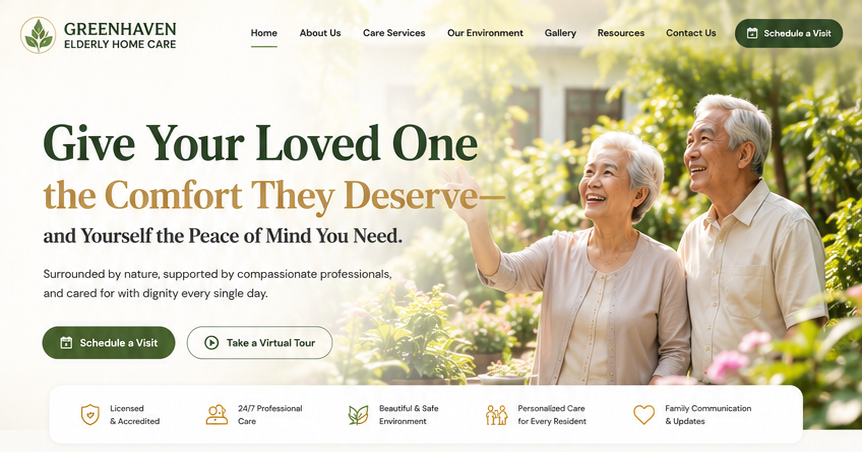 Elderly care home, Websites