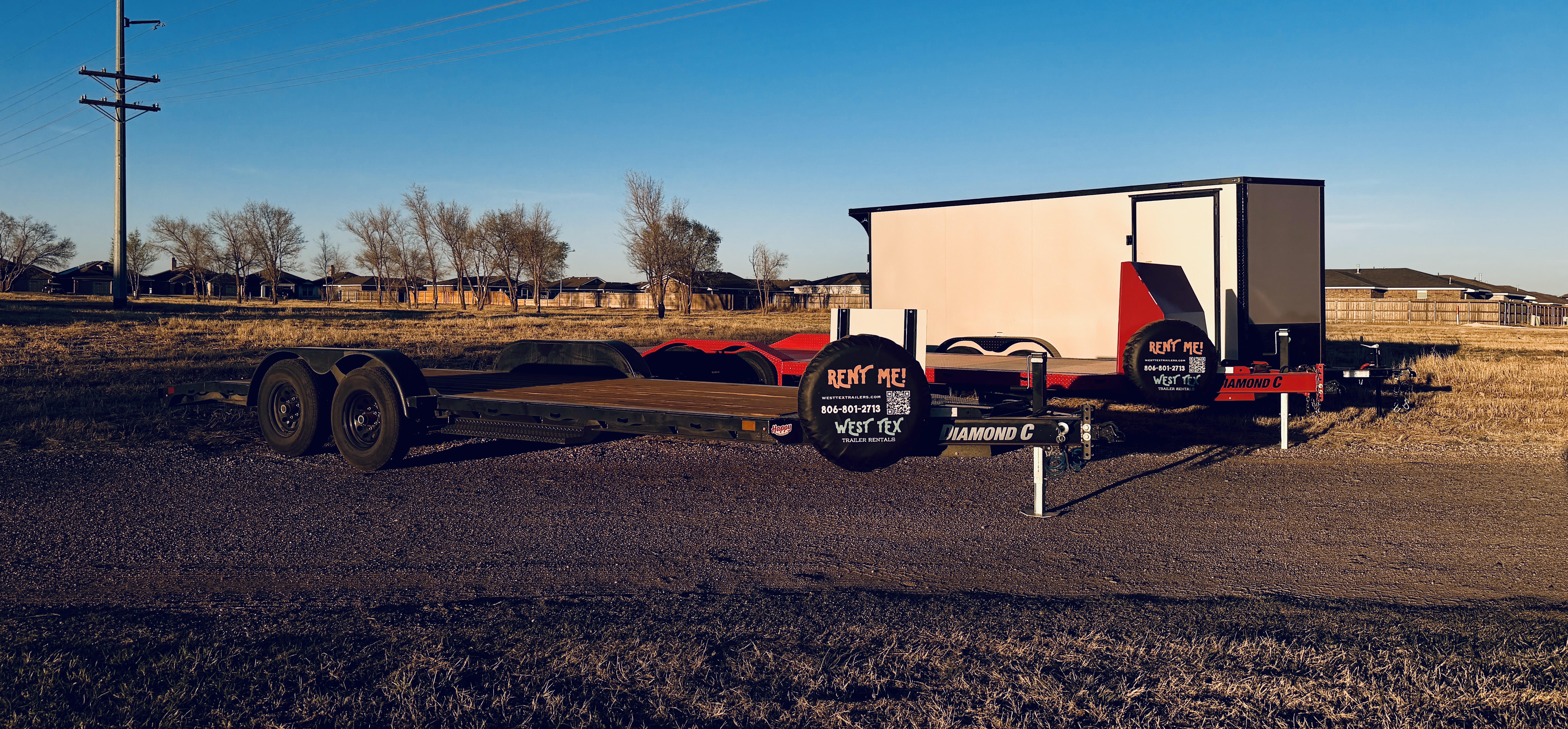 Trailers on the lot at West Tex Trailer Rentals in Lubbock, TX