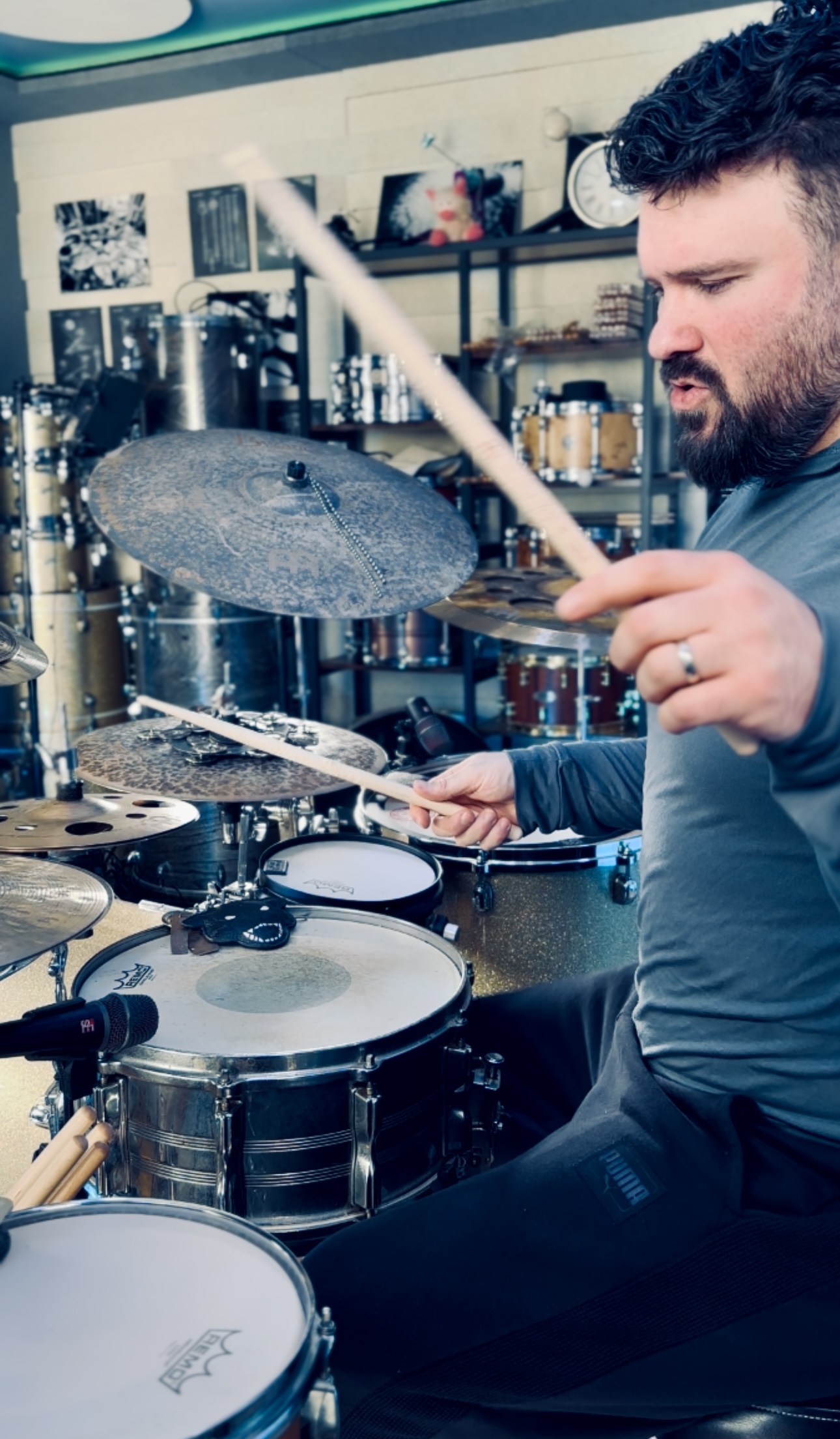 Justin Scott behind his drum kit
