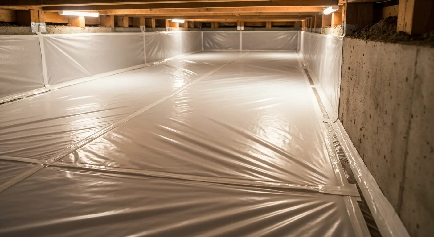 Crawlspace vapor barrier installation