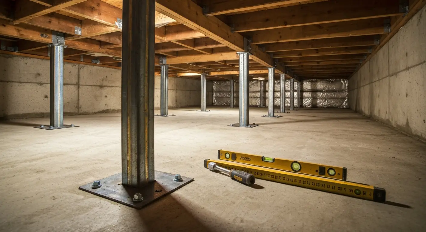 Crawlspace cleanup and support posts