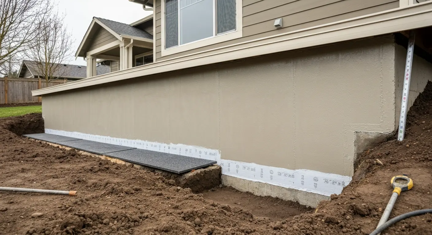 Foundation waterproofing installation in Aloha