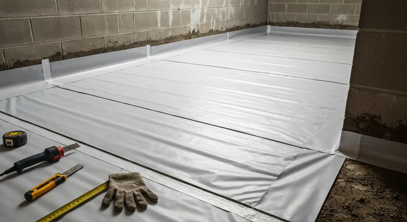 Crawlspace vapor barrier installation