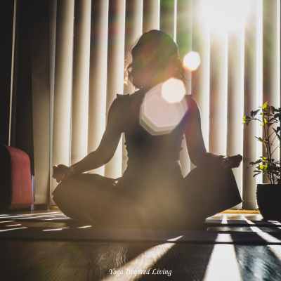 woman reflecting doing yoga 