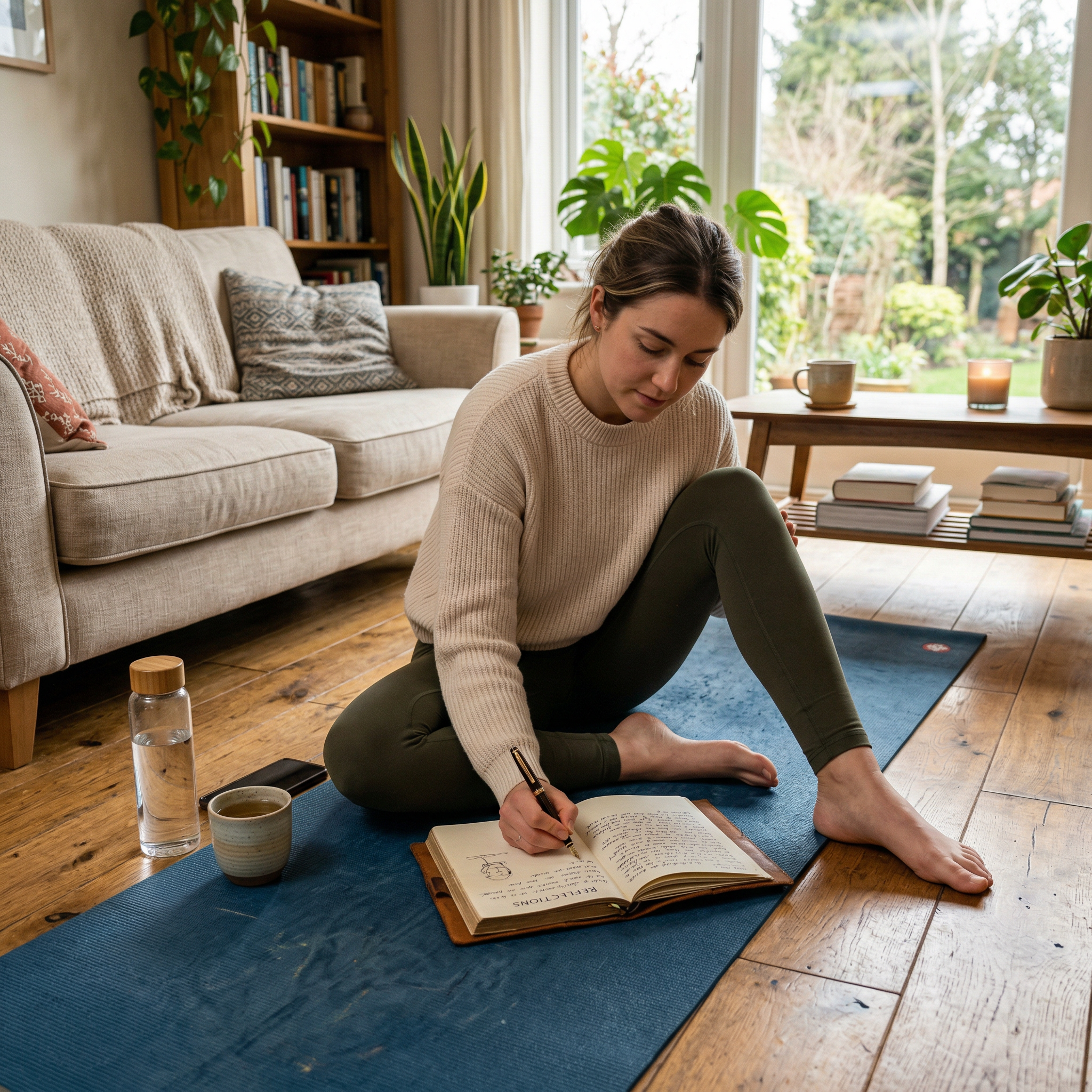 woman writing in journal 
