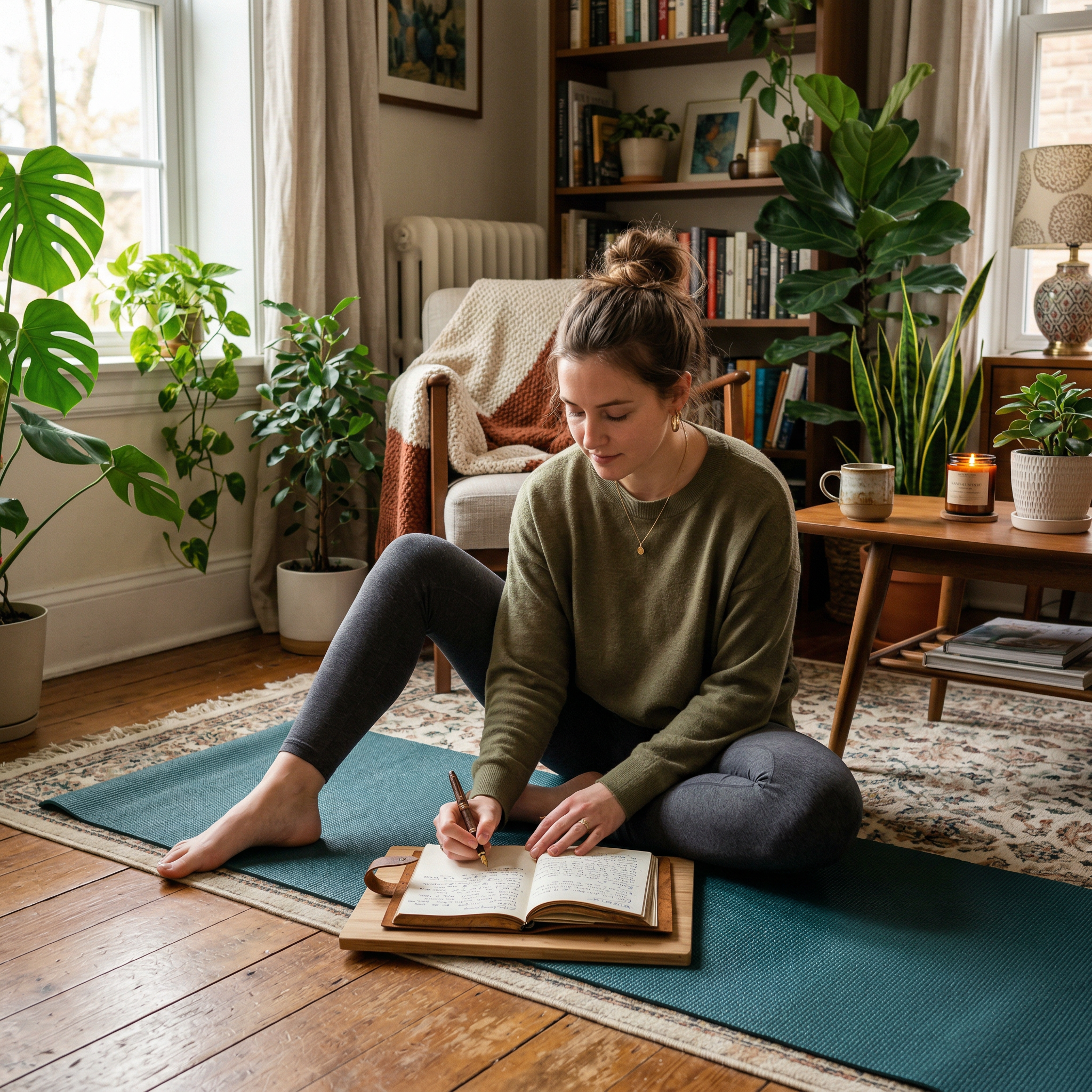 woman writing in journal 
