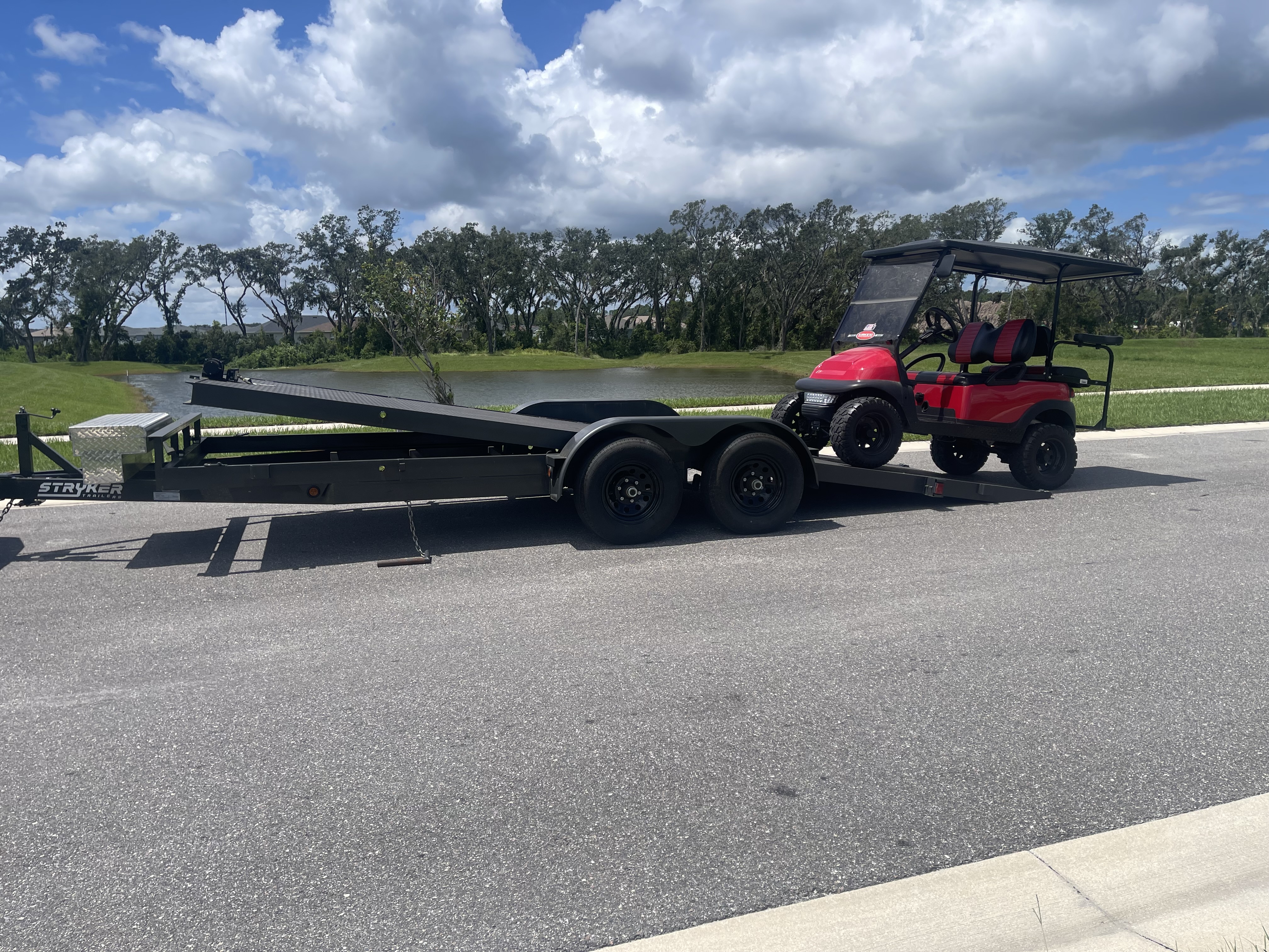 Stryker Gravity Tilt trailer ready to rent at Premier Trailer Solutions in Wesley Chapel, FL