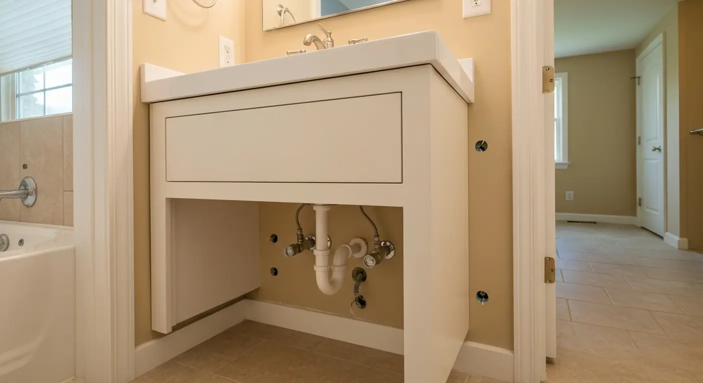 Single-sink bathroom vanity installation