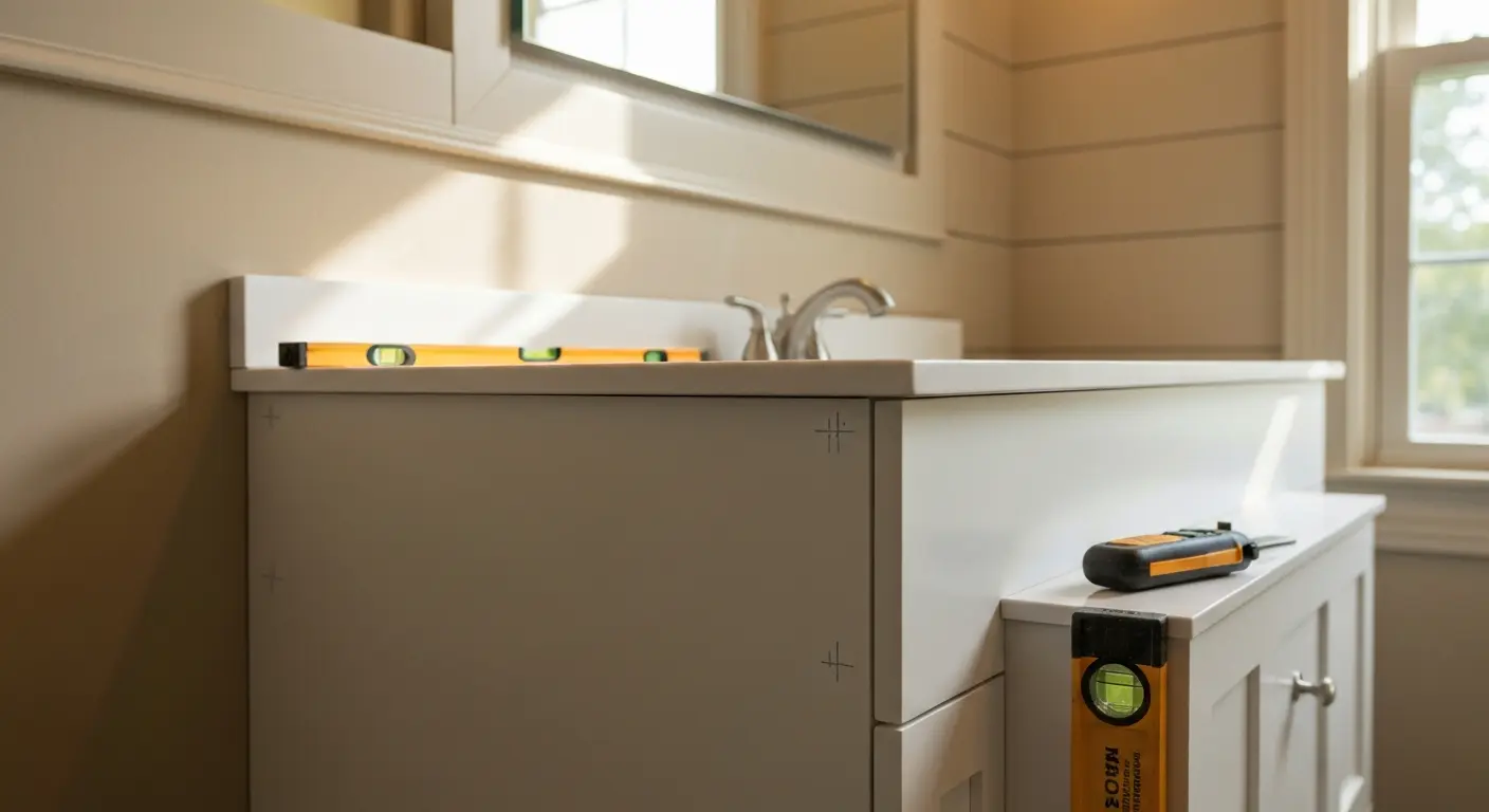 Bathroom vanity mounting detail