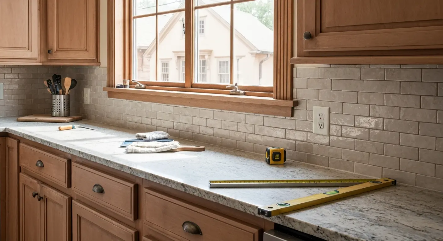 Kitchen countertop and backsplash combo