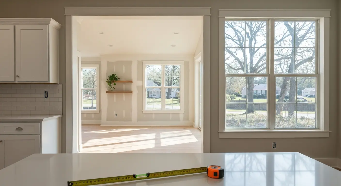 Home addition with new room and open floor plan