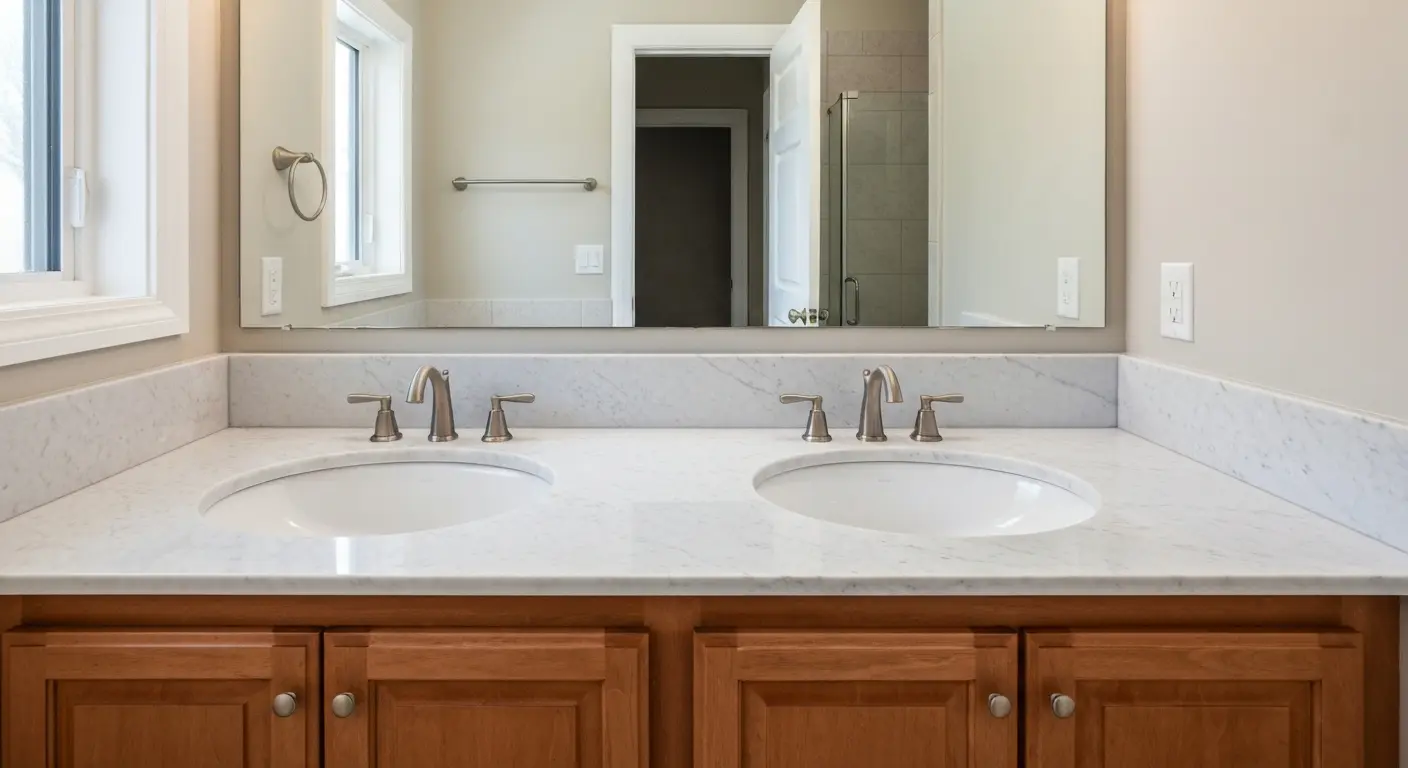 Double-sink bathroom vanity installation