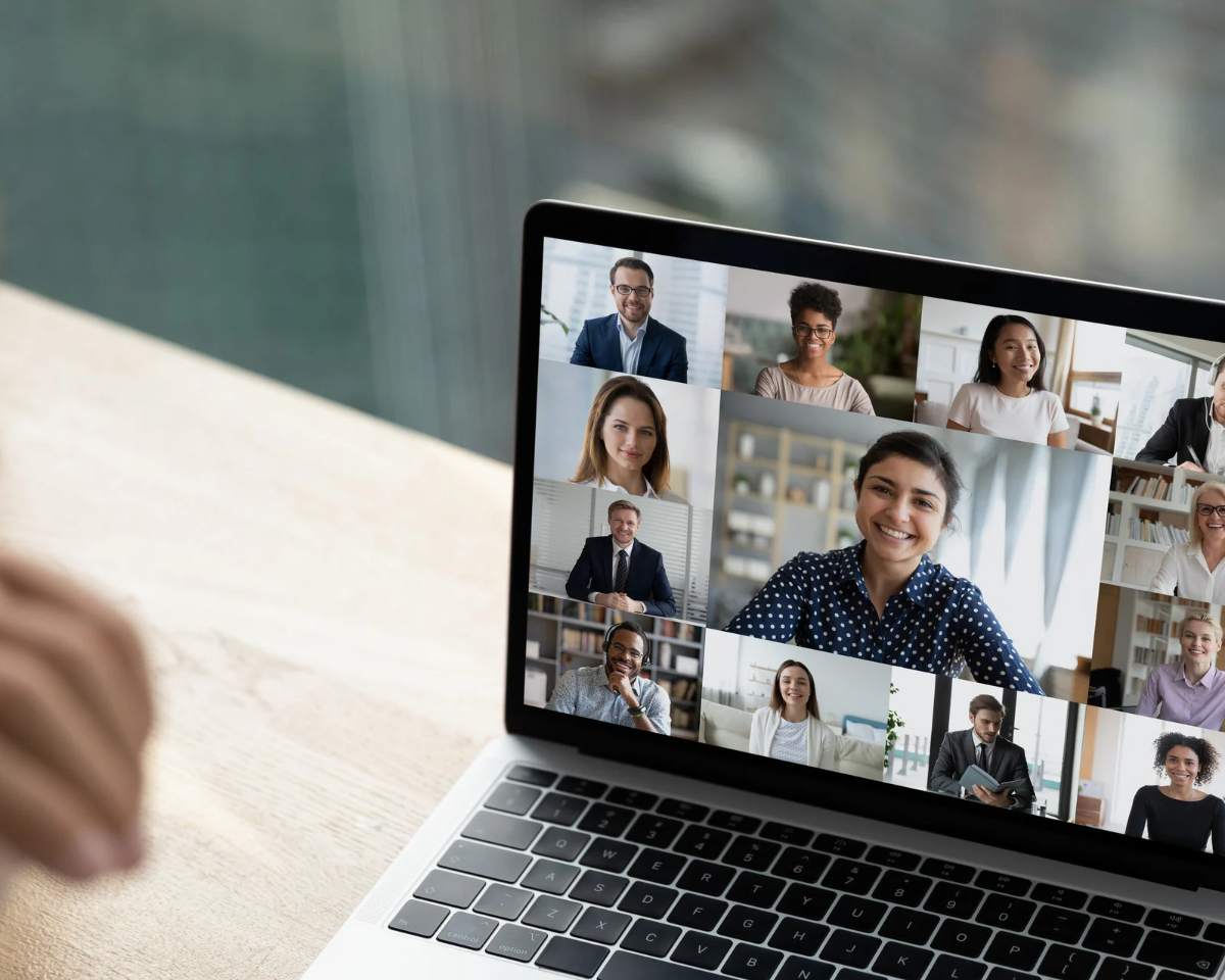 A diverse group of practitioners on a video call