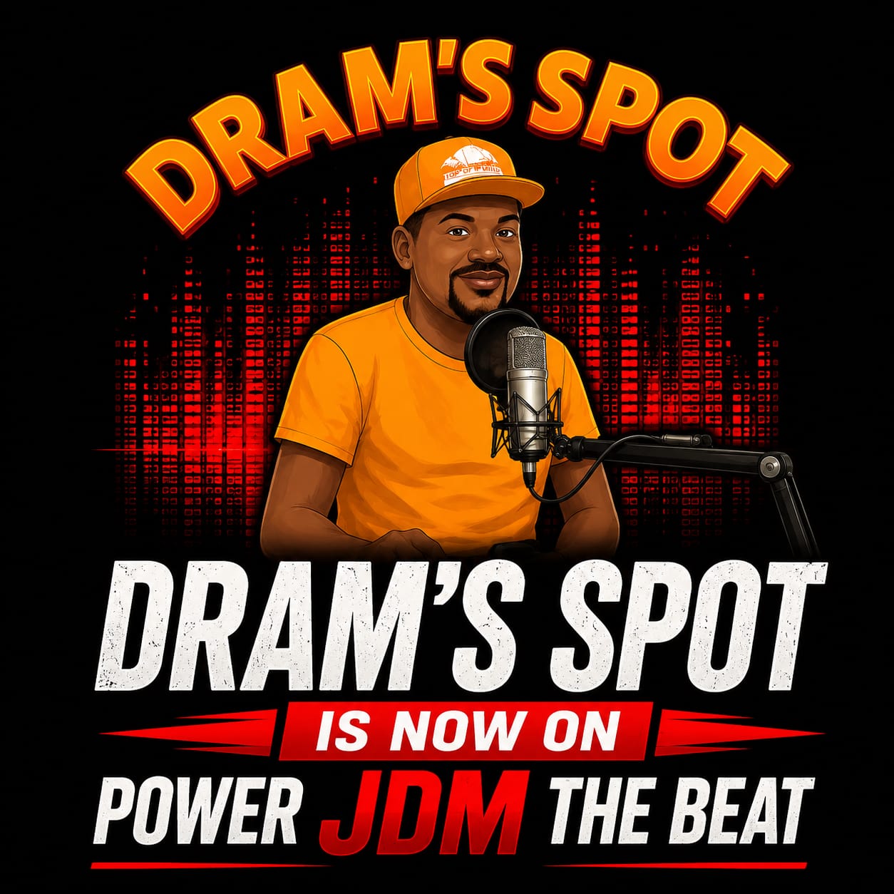 Dram’s Spot on Power JDM The Beat — illustrated host at a microphone