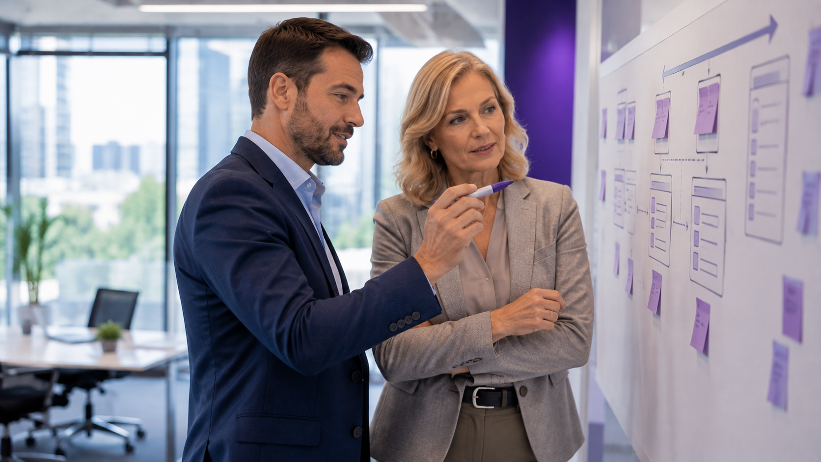 IT advisor and business owner planning a technology modernization roadmap