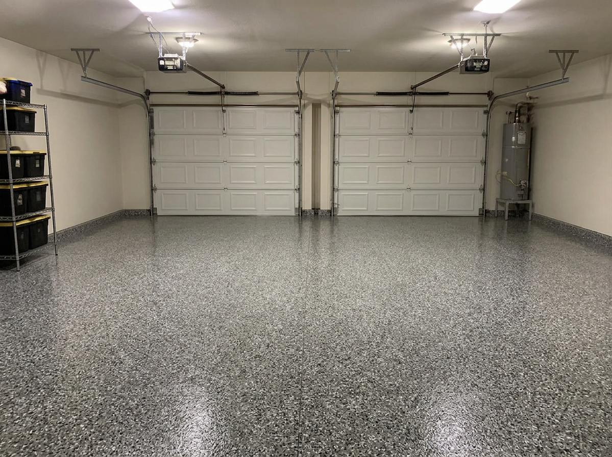 Garage after epoxy flooring installation