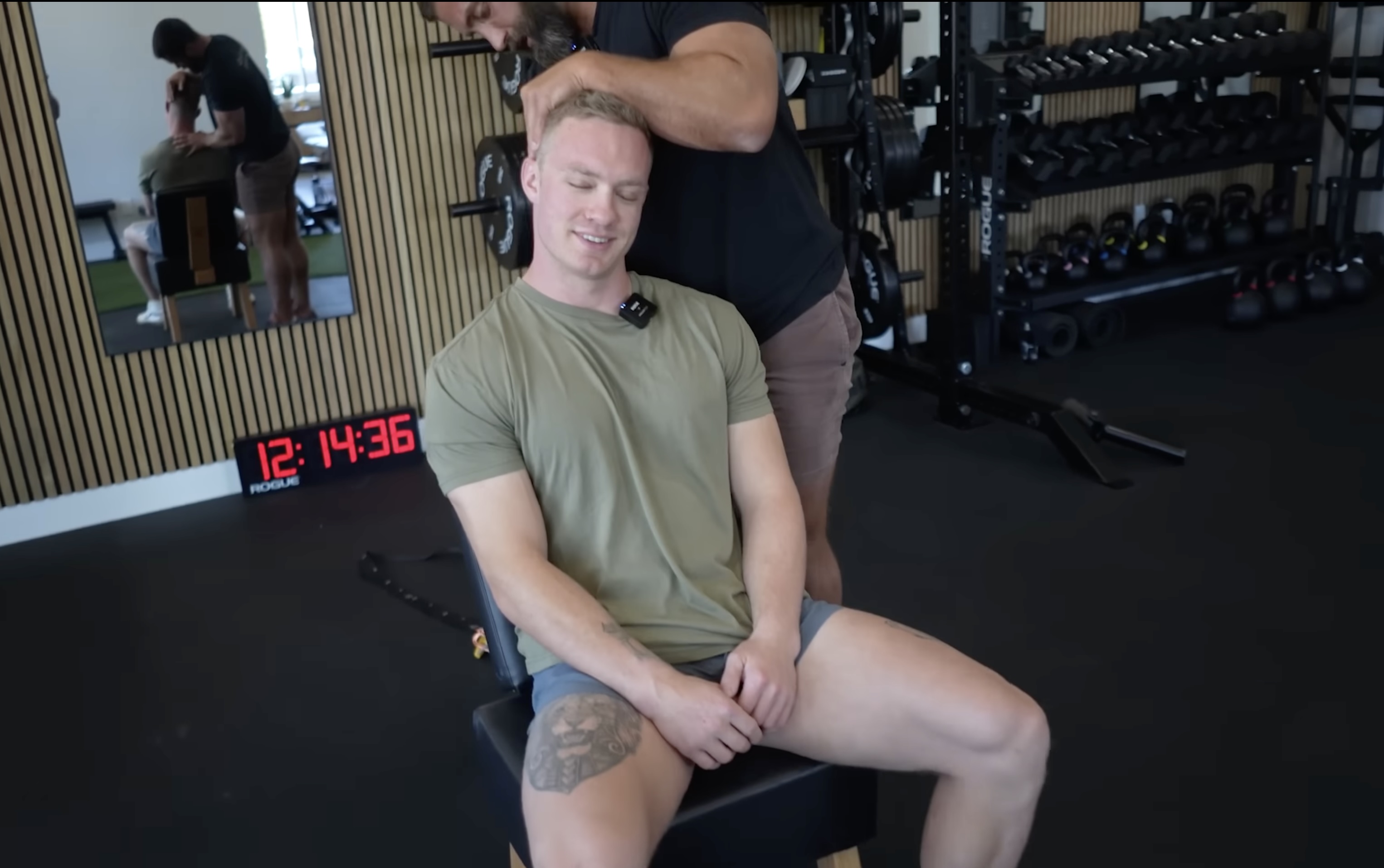 Dr. Kyle performing upper trap and levator scapulae release on a patient at MVMT Rx in Reno