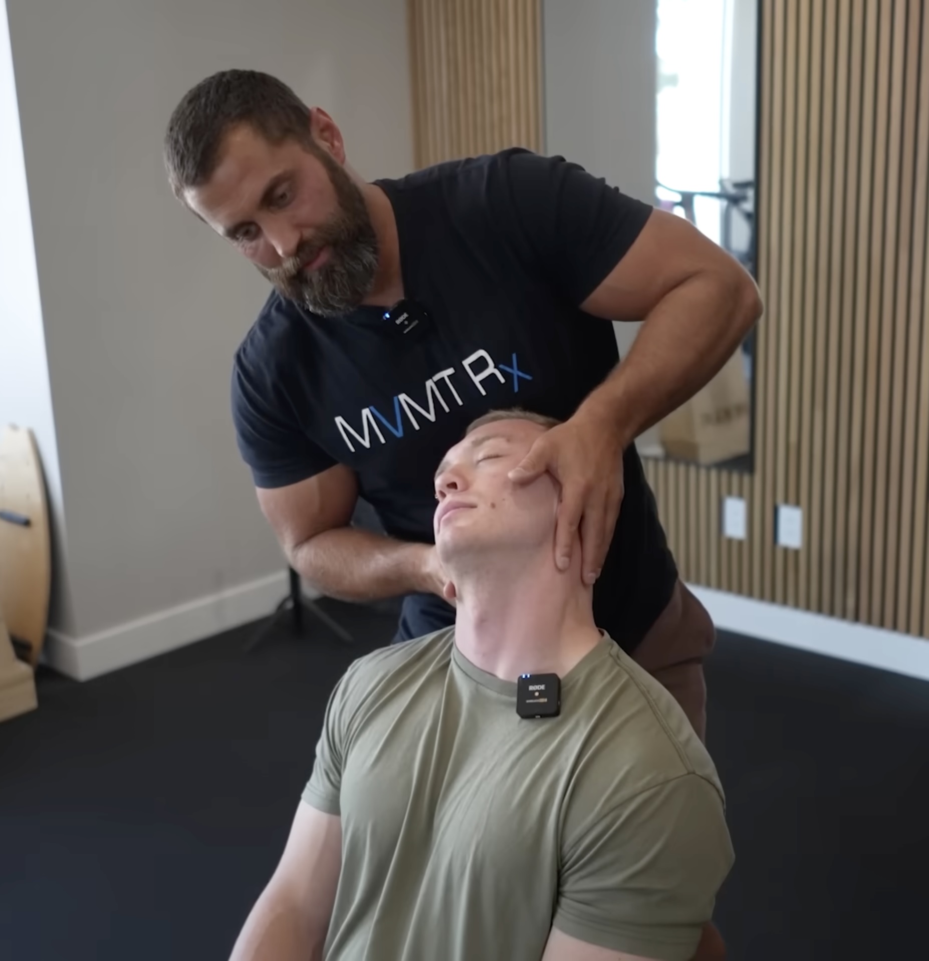 Dr. Kyle performing cervical spine adjustment on patient at MVMT Rx Sports Care in Sparks Nevada