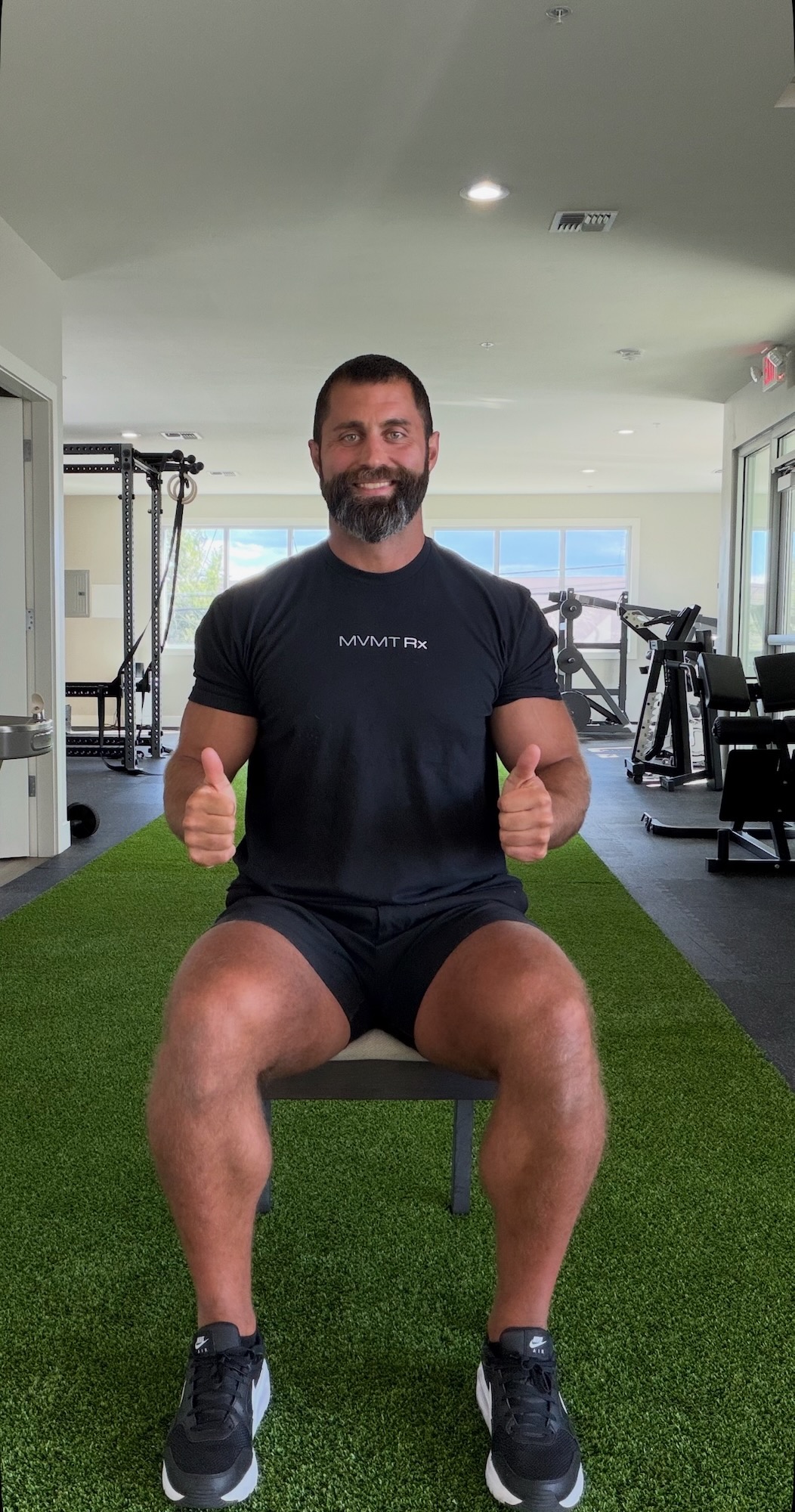 Sitting with hips, knees, and feet aligned to reduce gluteal tendon compression — MVMT Rx Reno Sparks NV
